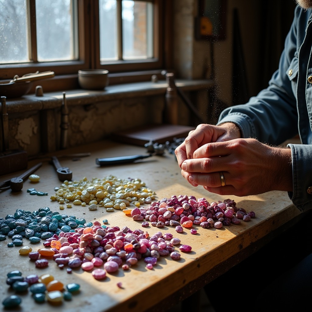 Examining loose colored gemstones